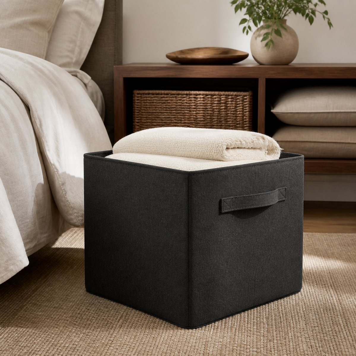 Lunaviero Charcoal Fabric Storage Bin lifestyle image 1
