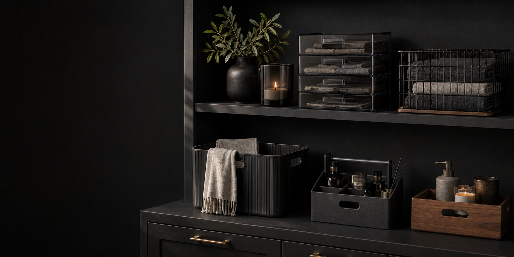 Dark modern storage shelf